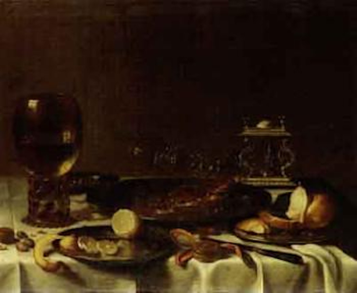 Still life with herring and wine glass by Willem Claesz Heda
