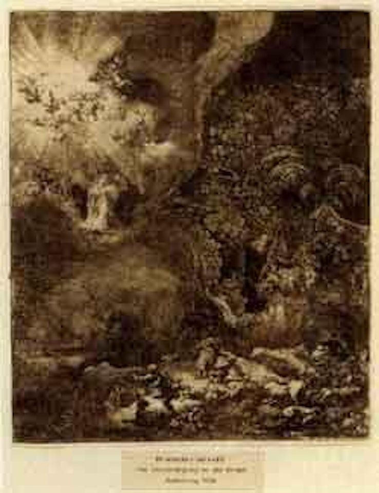 Annunciation to the shepherds by Attributed to Rembrandt Harmensz van Rijn