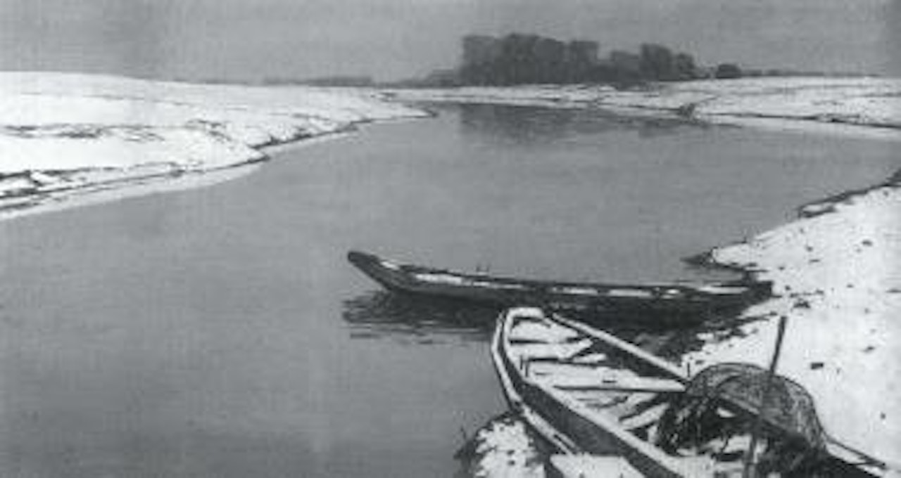 River landscape in winter by Max Clarenbach