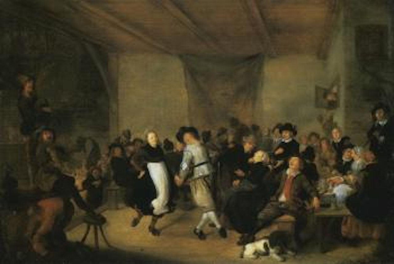 Peasant dancing and merrymaking in an interior by Jan Miense Molenaer