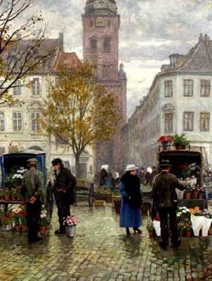 Shopping in the market, Copenhagen by Paul Fischer