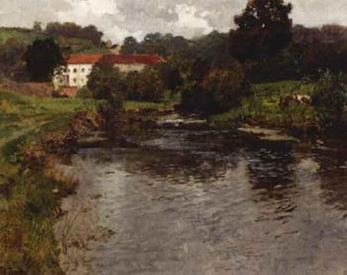 House by river by Fritz Thaulow