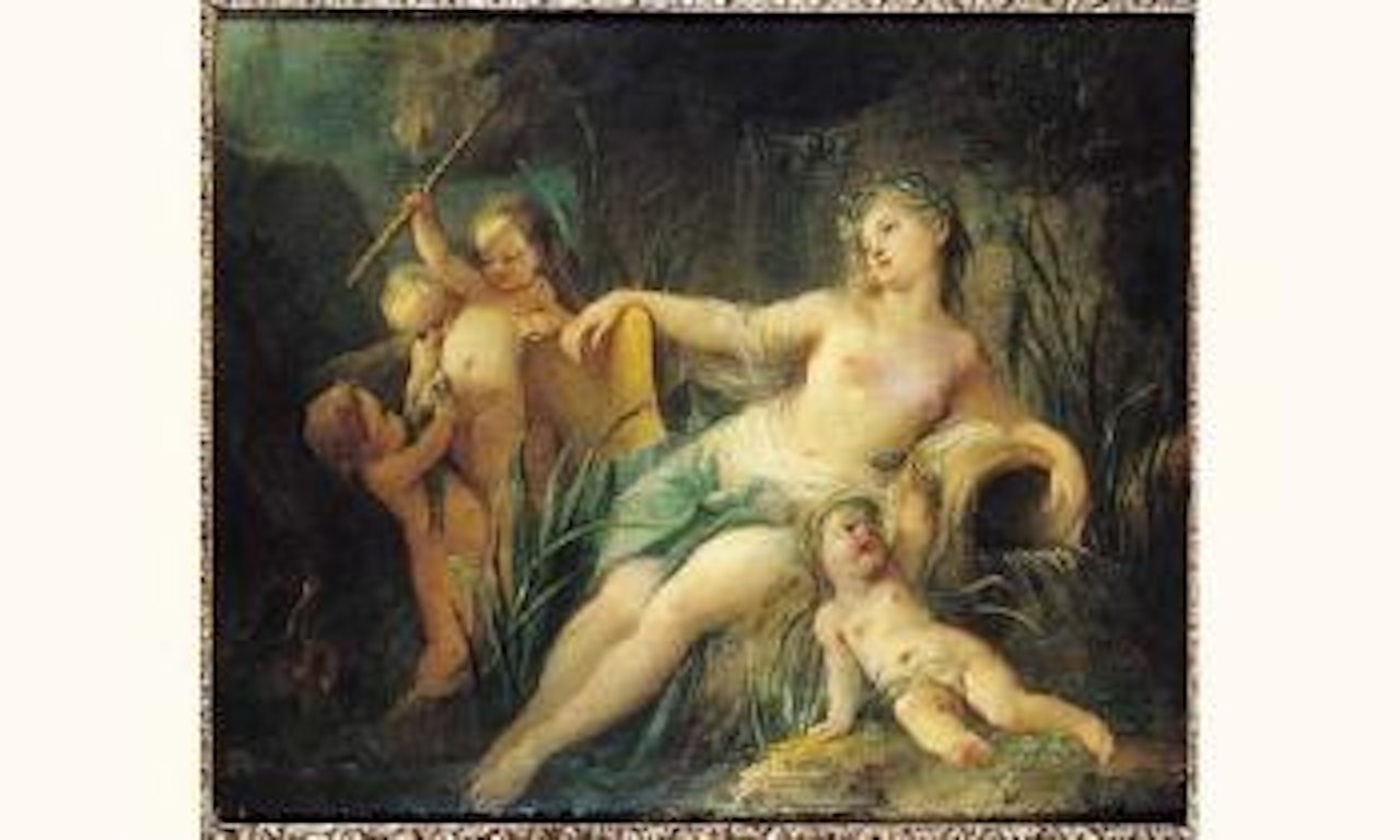 Nymphe au bain avec Cupidon by Pierre Jacques Bethon