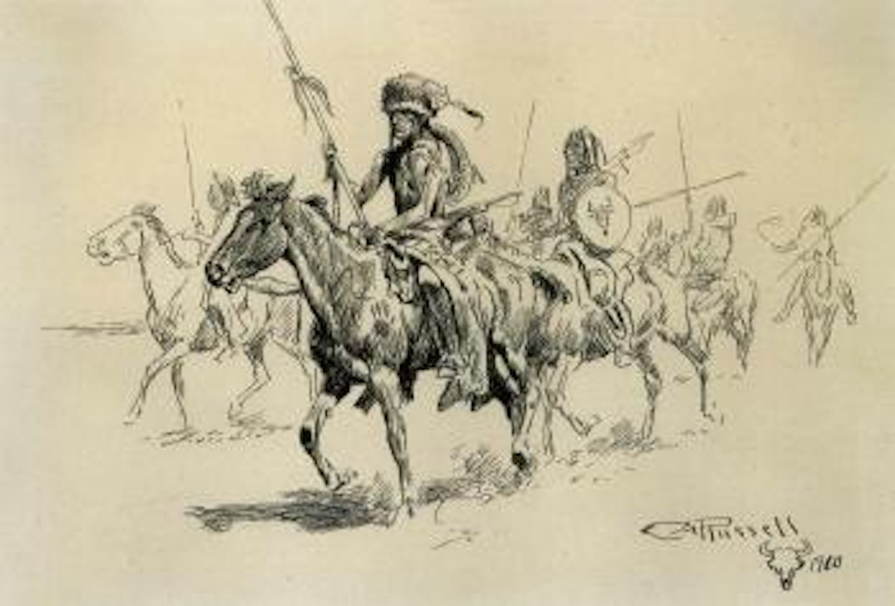 Indians on horseback by Charles M Russell