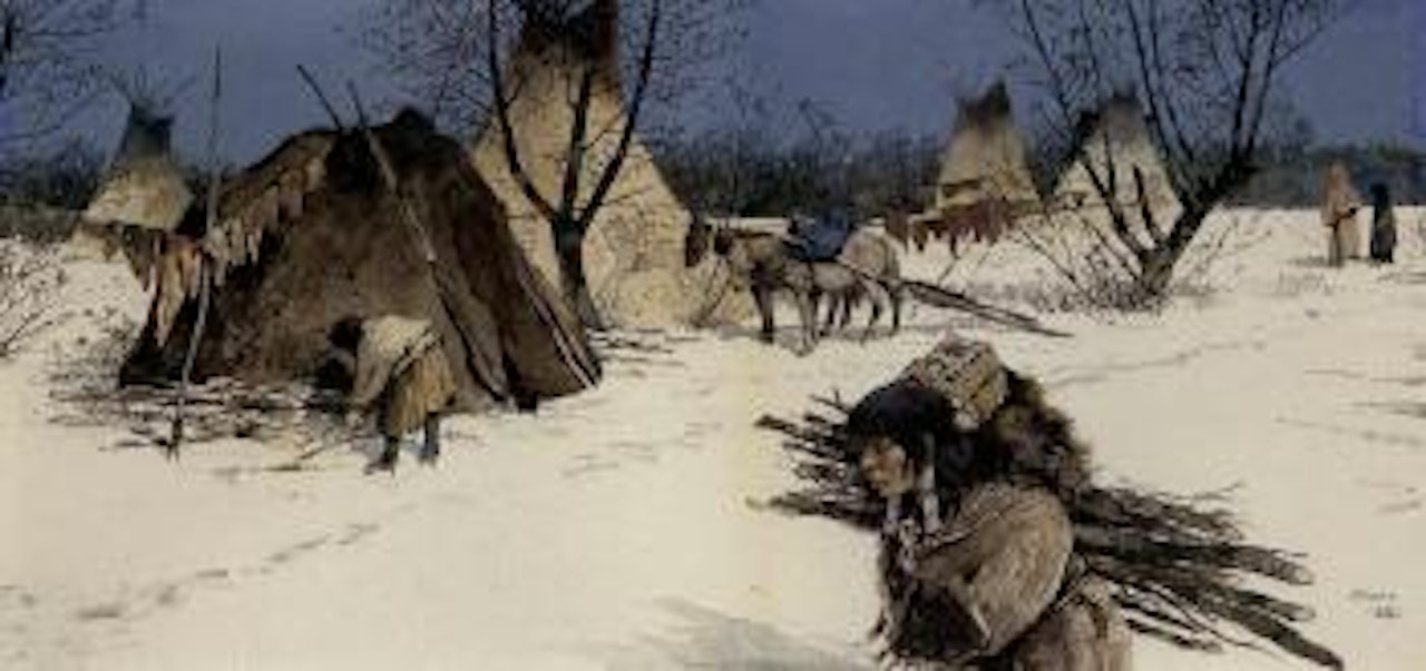 Winter encampment by Henry François Farny