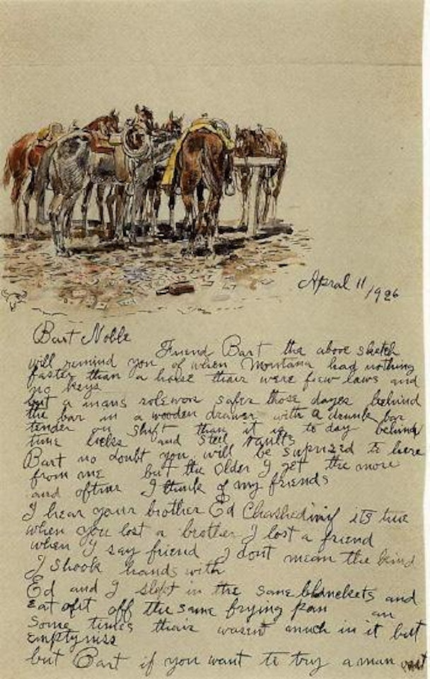 Illustrated letter to Bart Noble by Charles M Russell