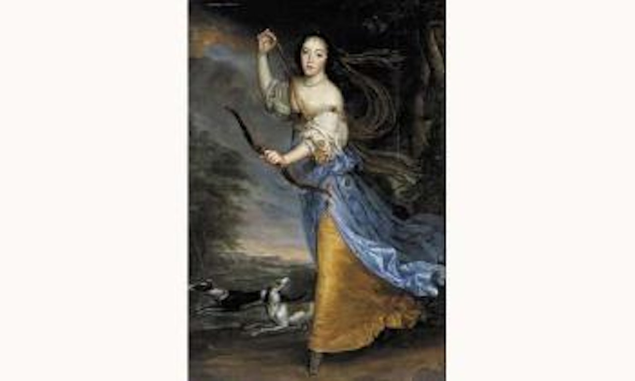 Portrait de jeune femme en Diane by French School