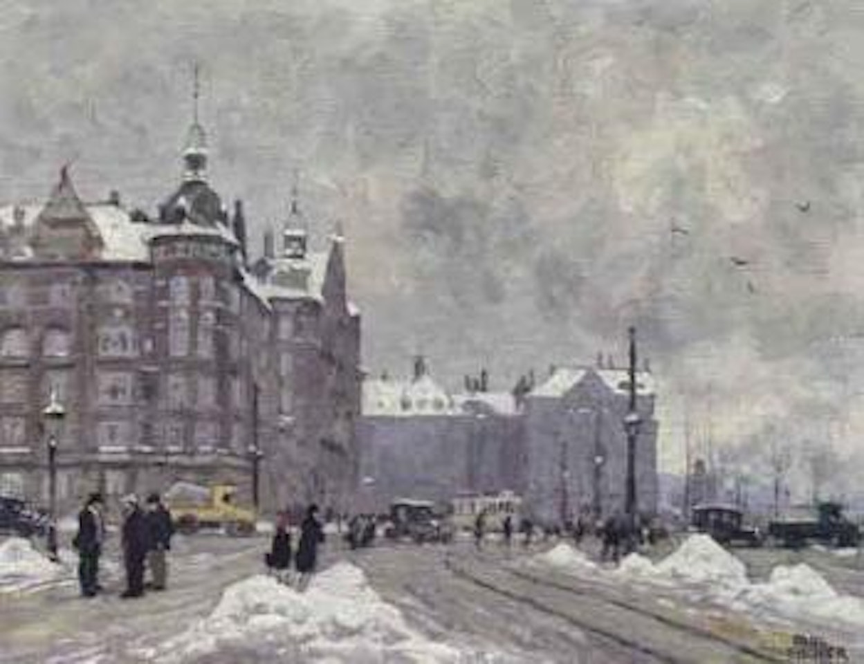 Street scene, Havnegade in winter by Paul Fischer