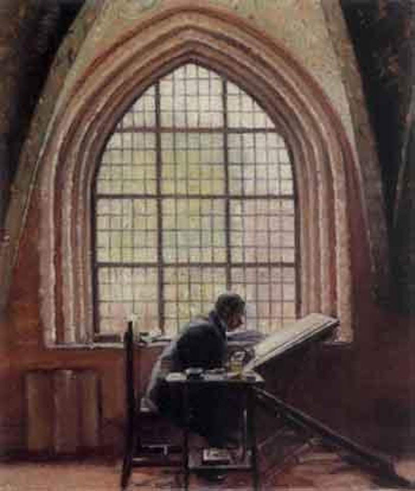 The artist Kongstad writing the new constitution by Michael Ancher