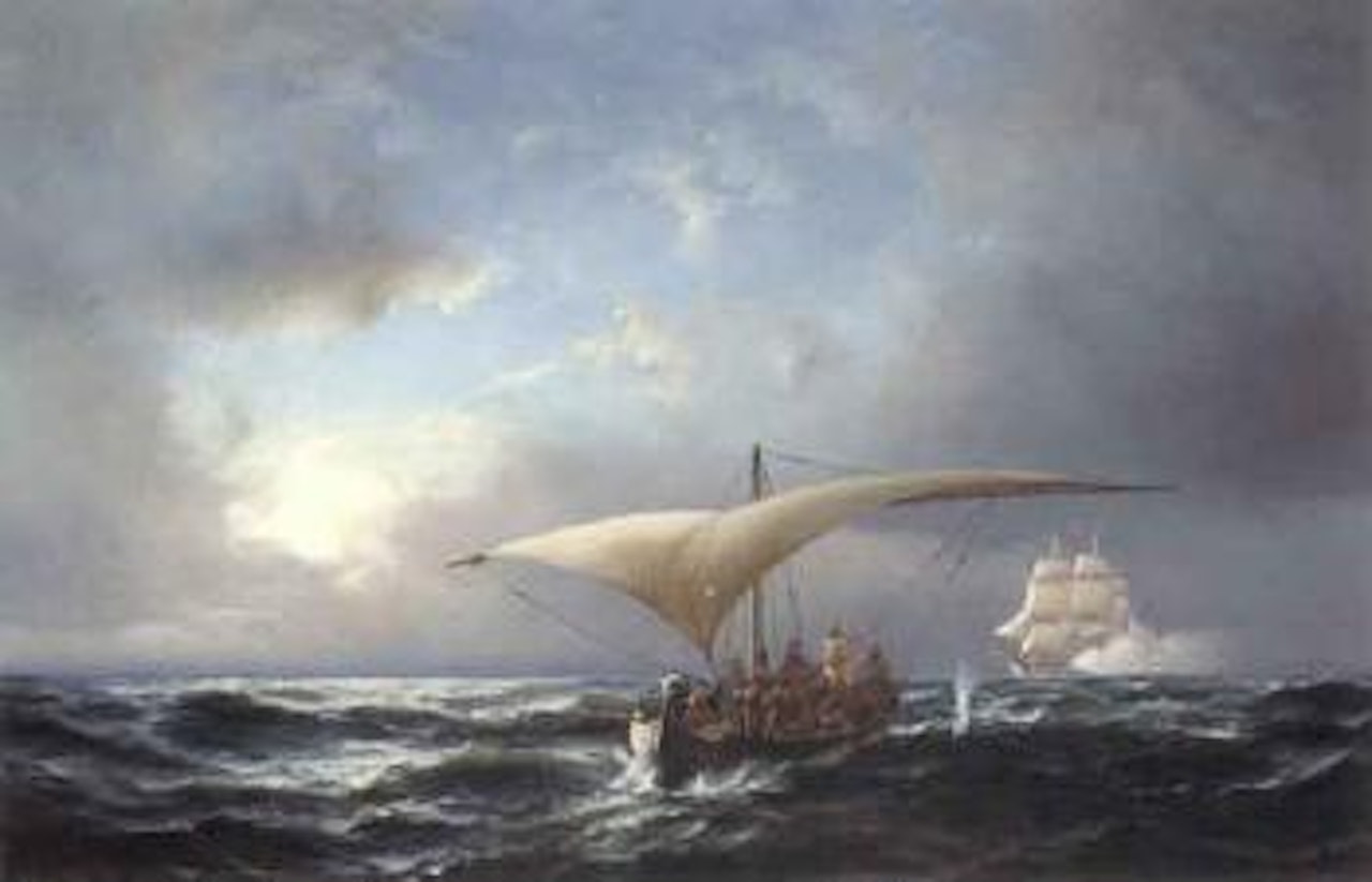 Pirate ship in the Mediterranean by Anton Melbye