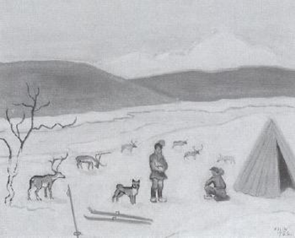 Laplanders and reindeer by Einar Jolin