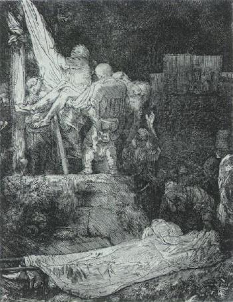 Descent from the cross, by torchlight by Attributed to Rembrandt Harmensz van Rijn