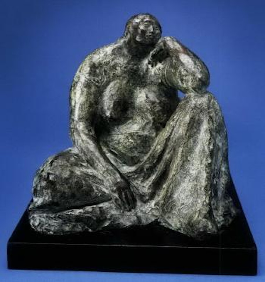 Seated woman with arm on knee by Francisco Zuñiga