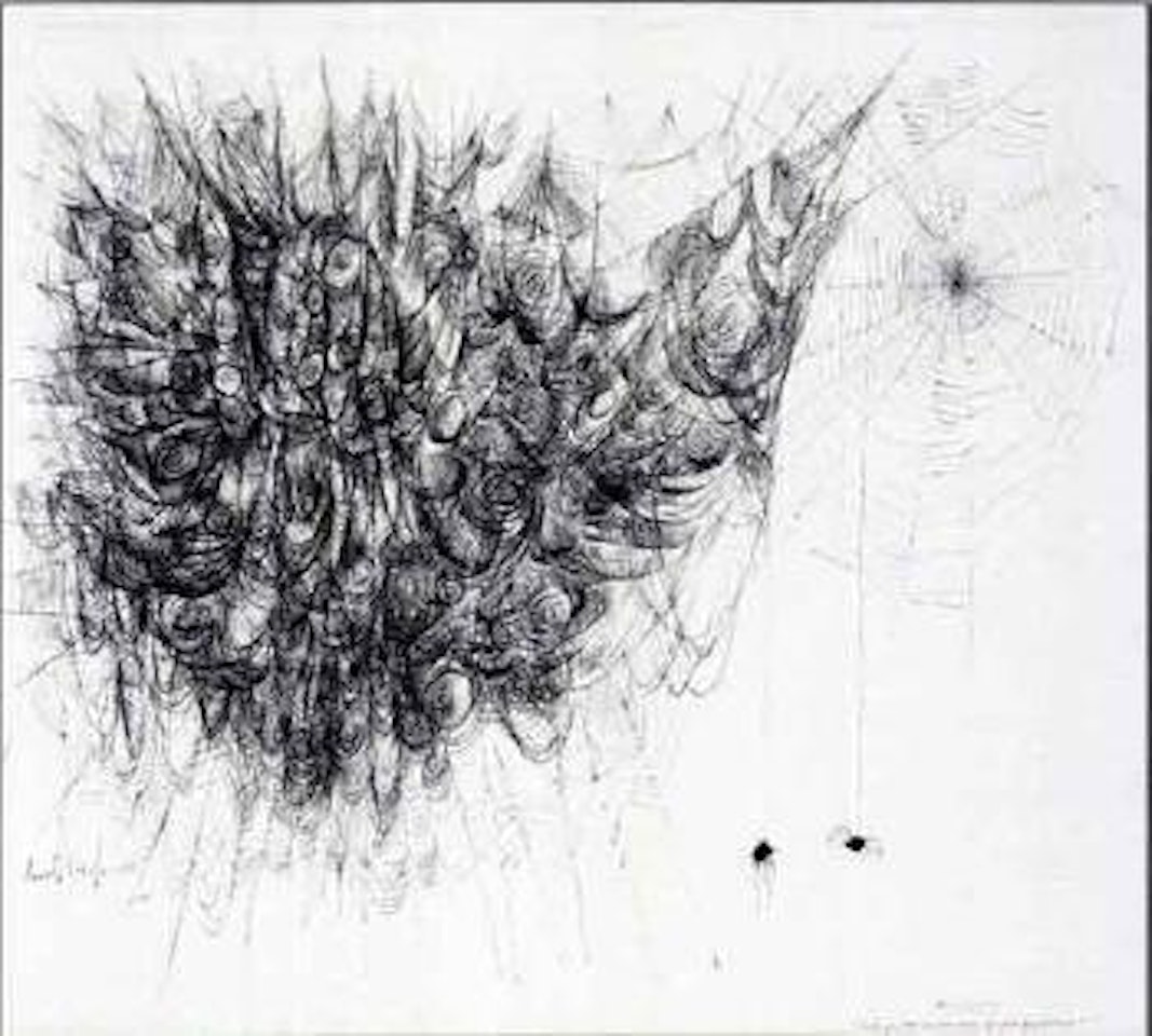 Spider asks another for a psychiatric referral by Ronald Searle