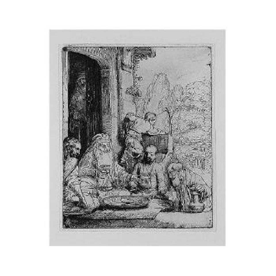 Abraham entertaining the angels by Attributed to Rembrandt Harmensz van Rijn