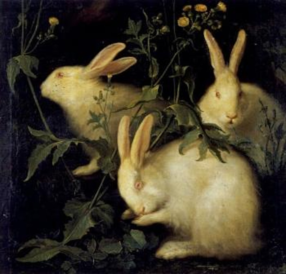 Three rabbits in a landscape by Franz Werner von Tamm