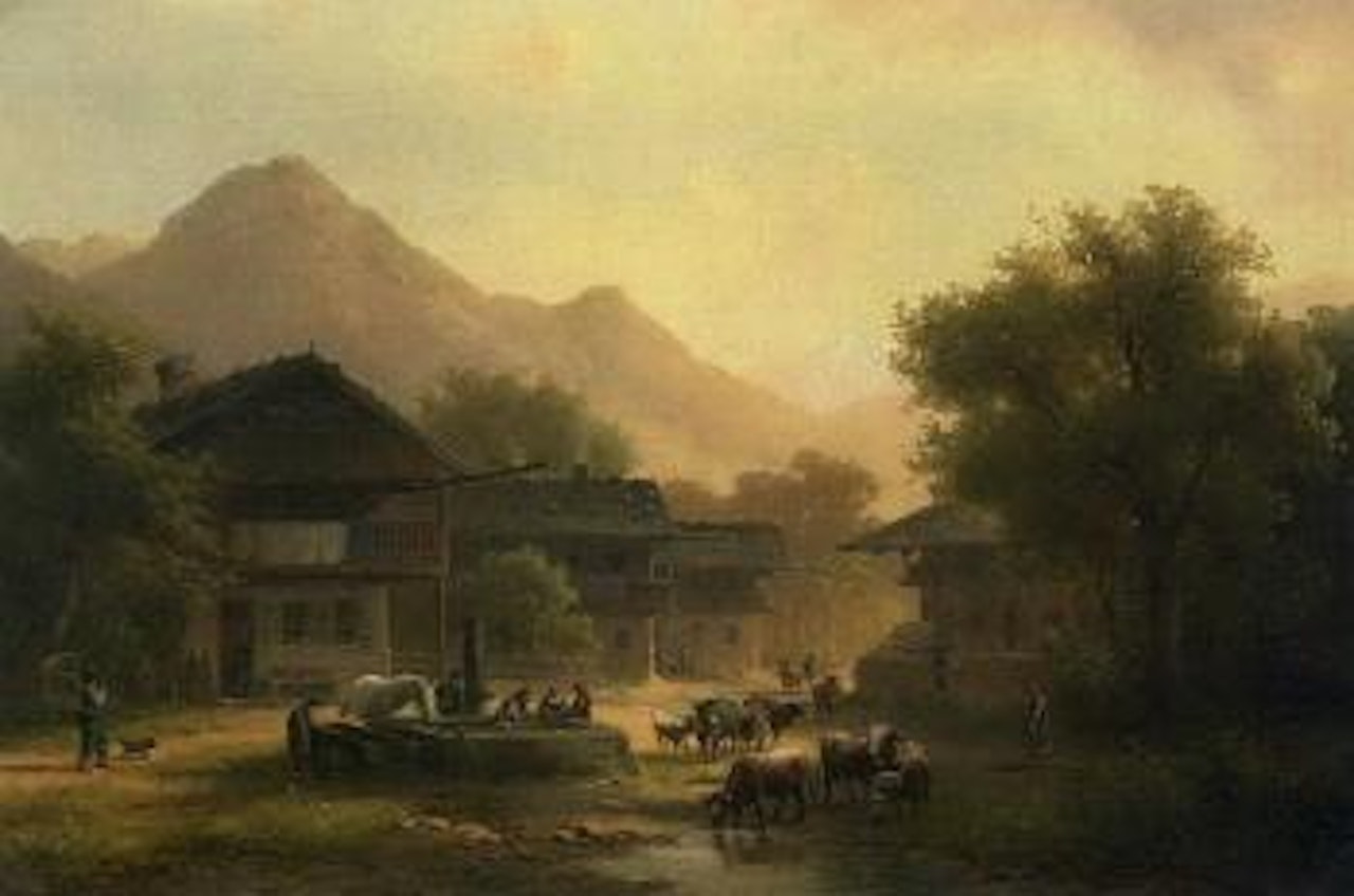 Evening in Schlitters, Zillerthale by Anton Doll