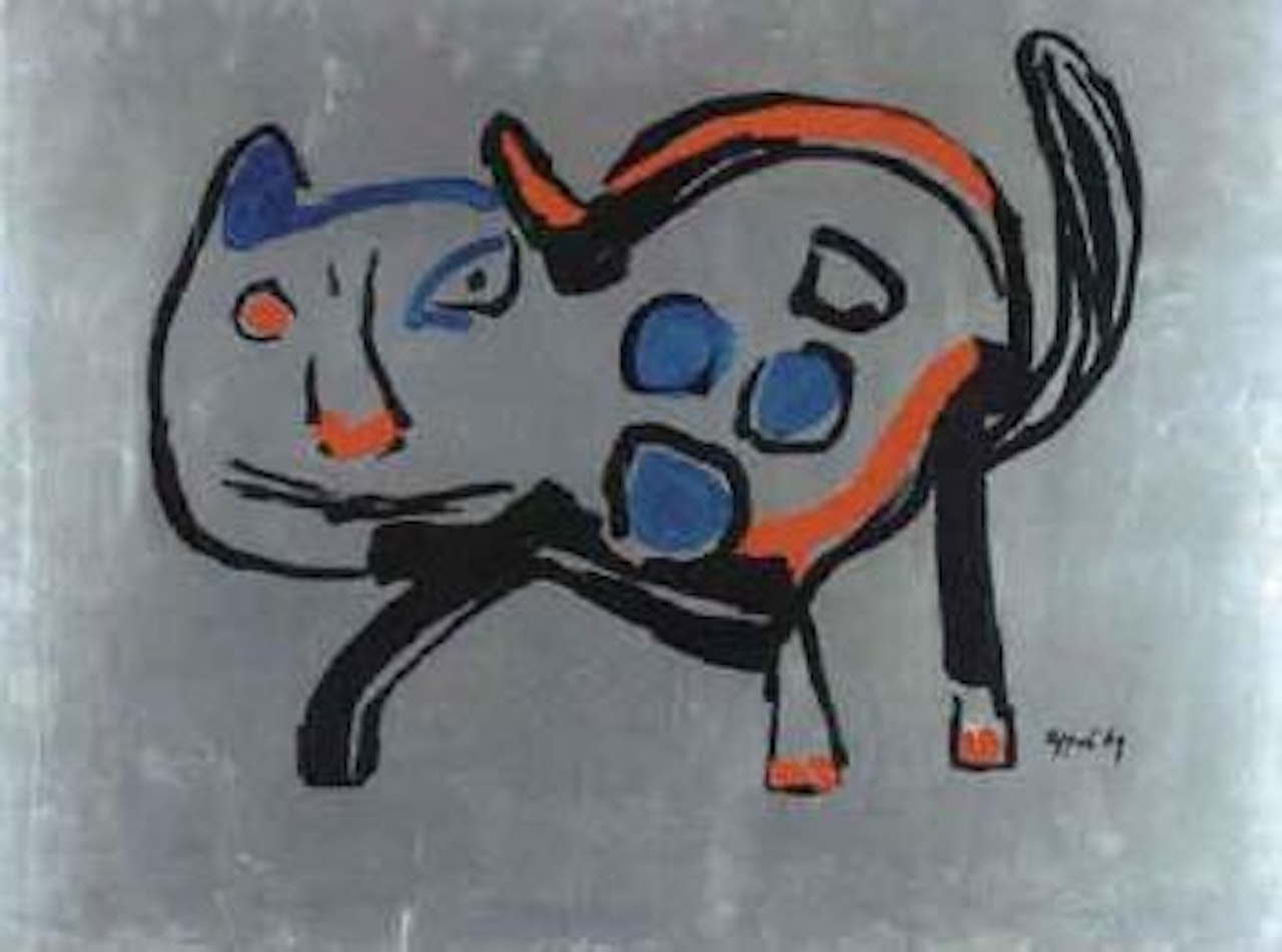 Cat on a hot tin roof by Karel Appel