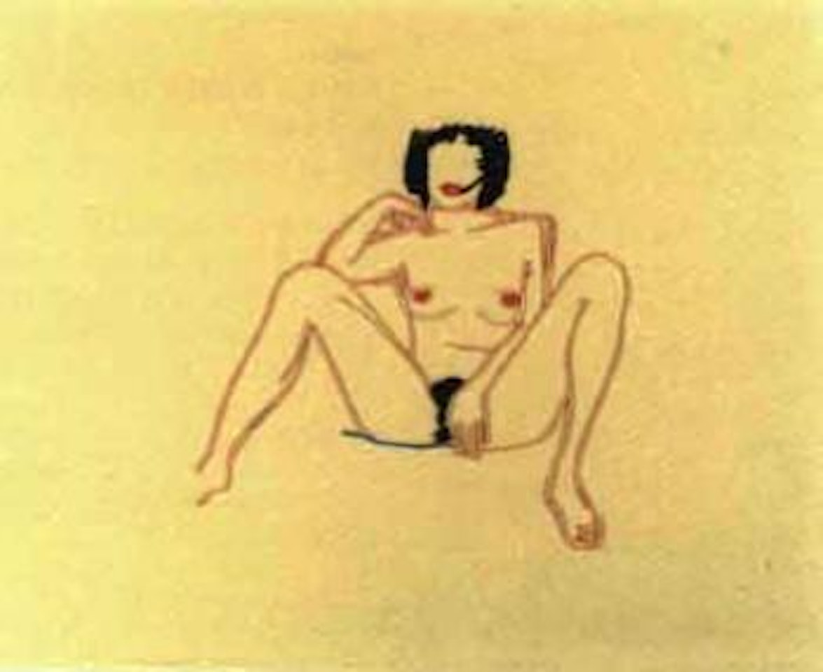 Monica sitting with legs spread by Tom Wesselmann