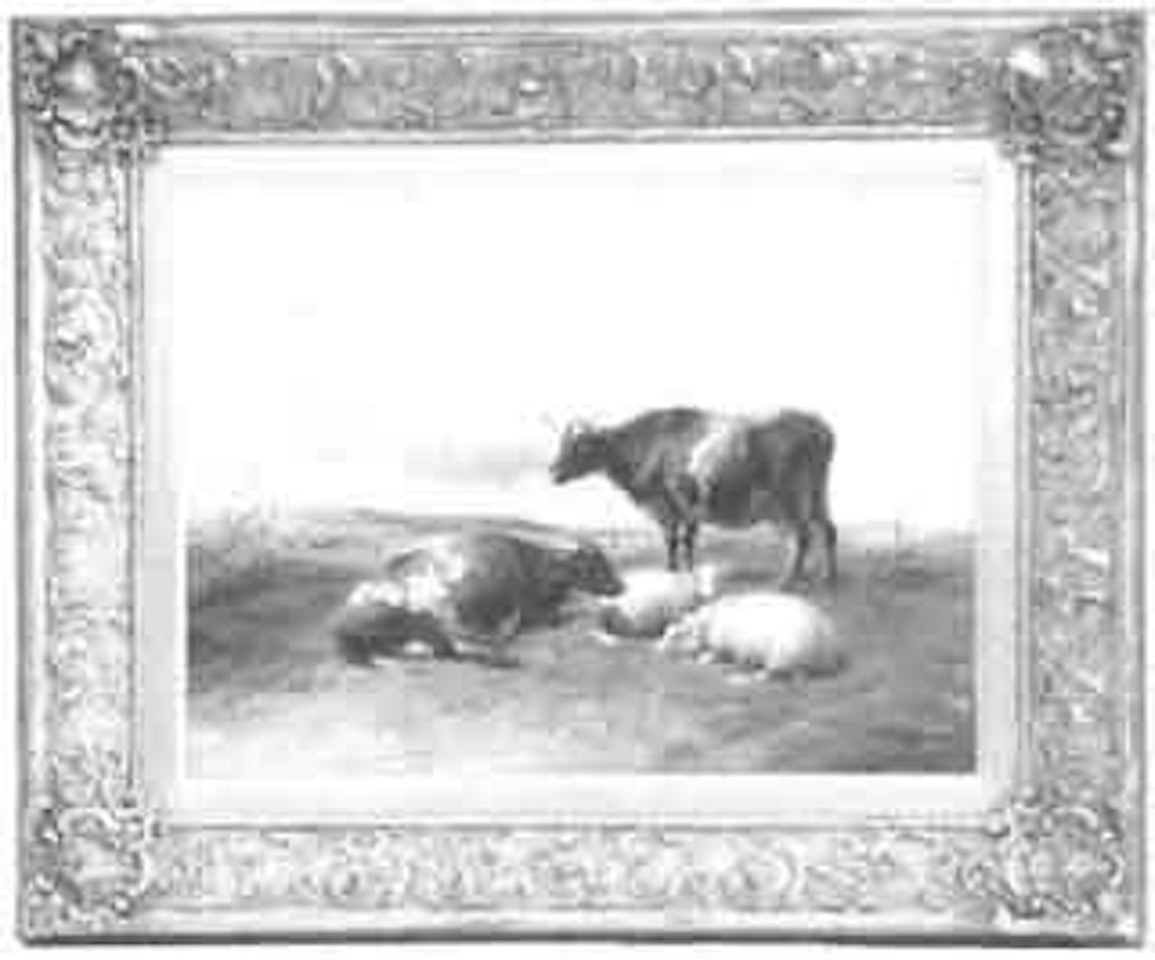 Pastoral landscape with sheep and cattle by Thomas Sidney Cooper