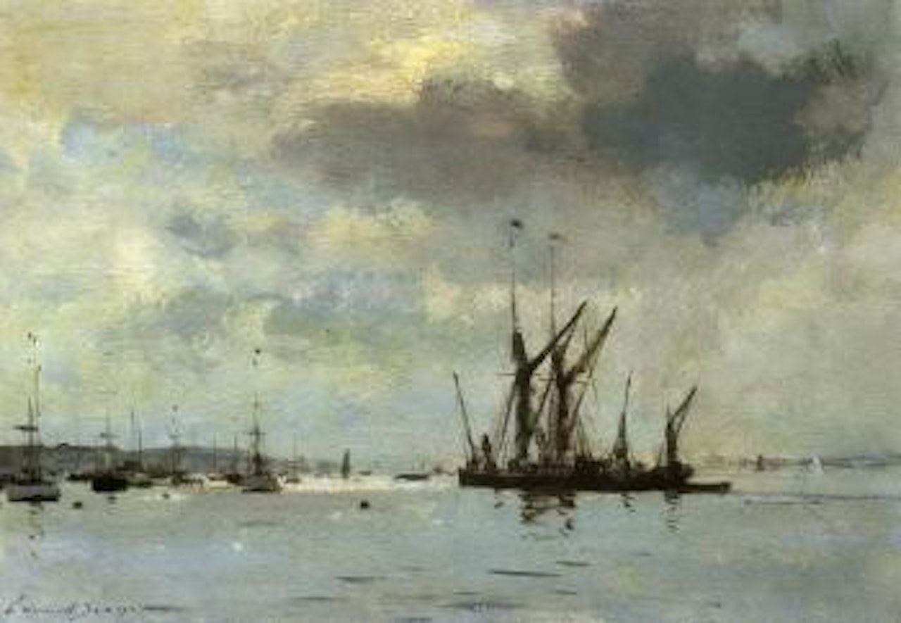 Spritsail barges on the Orwell by Edward Seago