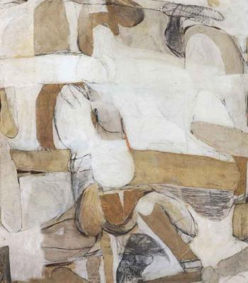 White painting with collage by Brett Whiteley