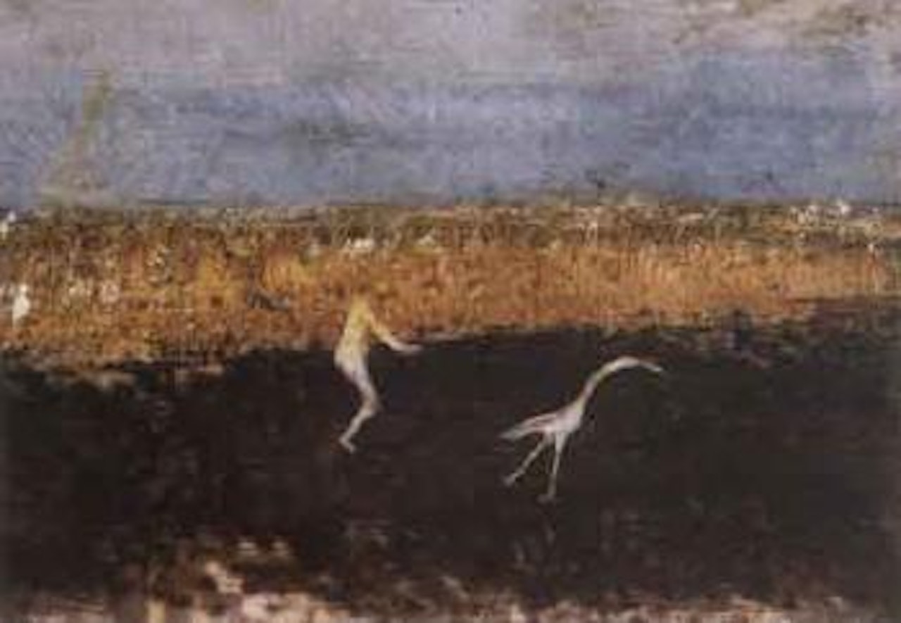 Native chasing bird by Sidney Nolan
