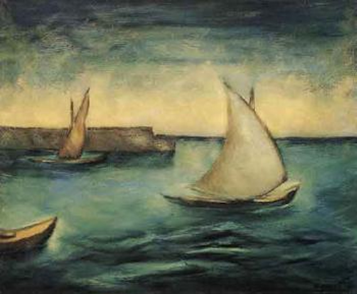 Harbour and boats by Carlo Carra