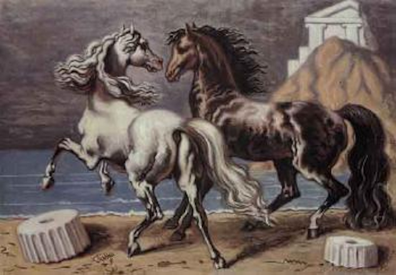 Horses on seashore by Giorgio de Chirico