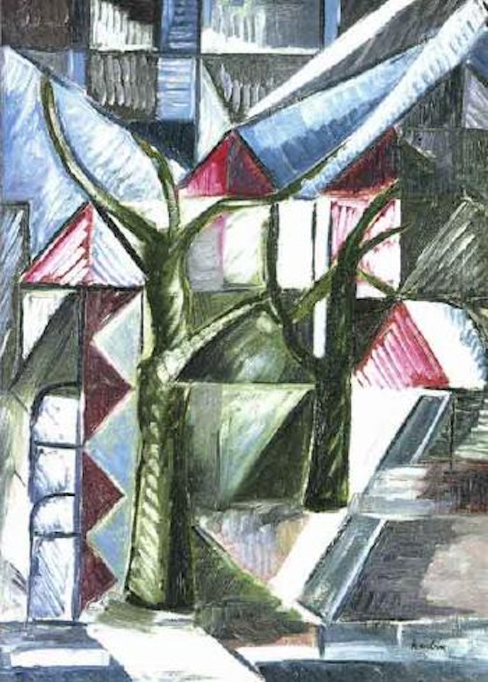 Paysage aux deux arbres by Auguste Herbin