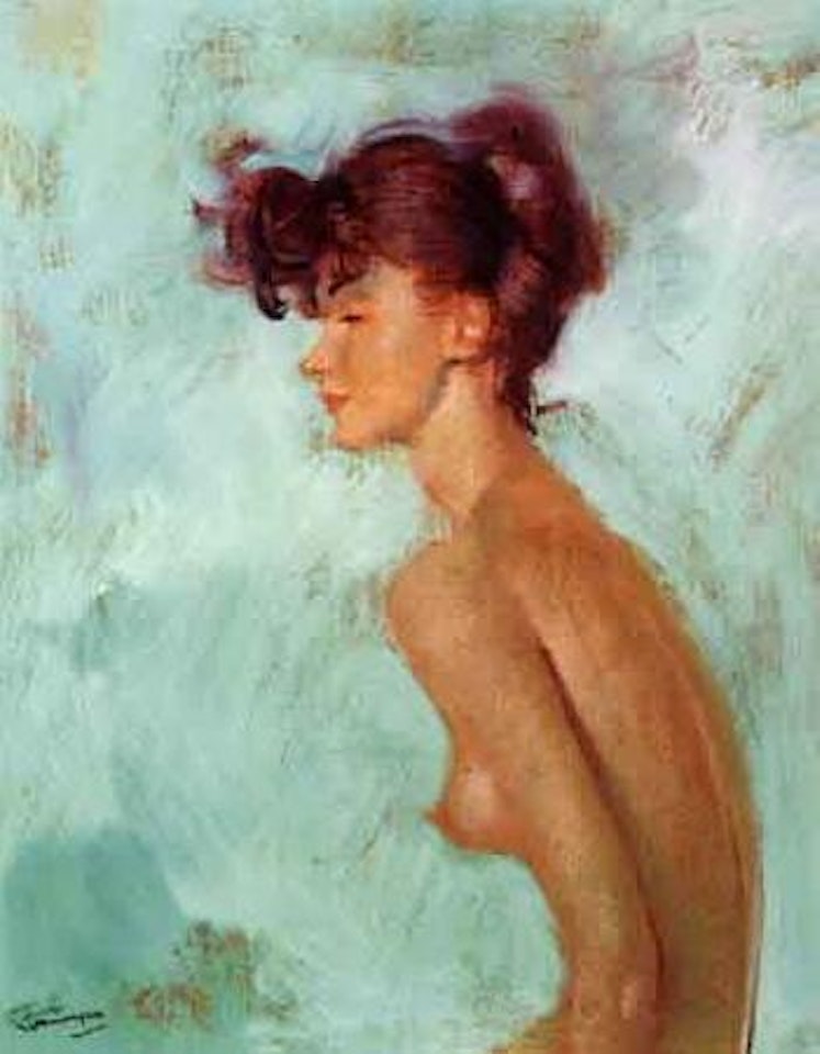 Modele nue en buste de profil by Jean Gabriel Domergue
