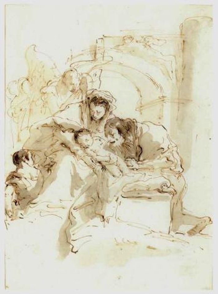 Holy Family with angels before arch by Giovanni Battista Tiepolo