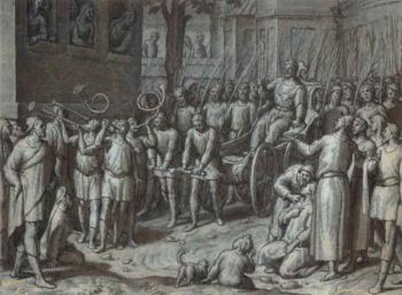 Triumph of a ruler in the streets of a city by Peter de Kempener