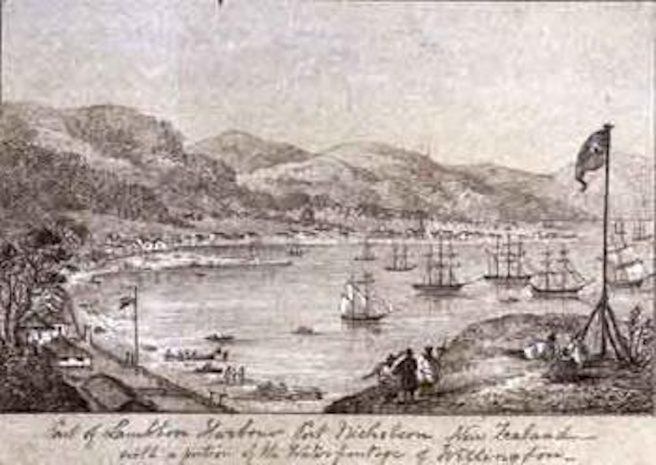 Part of Lambton Harbour, Port Nicholson New Zealand, with water frontage of Wellington by Thomas Allom