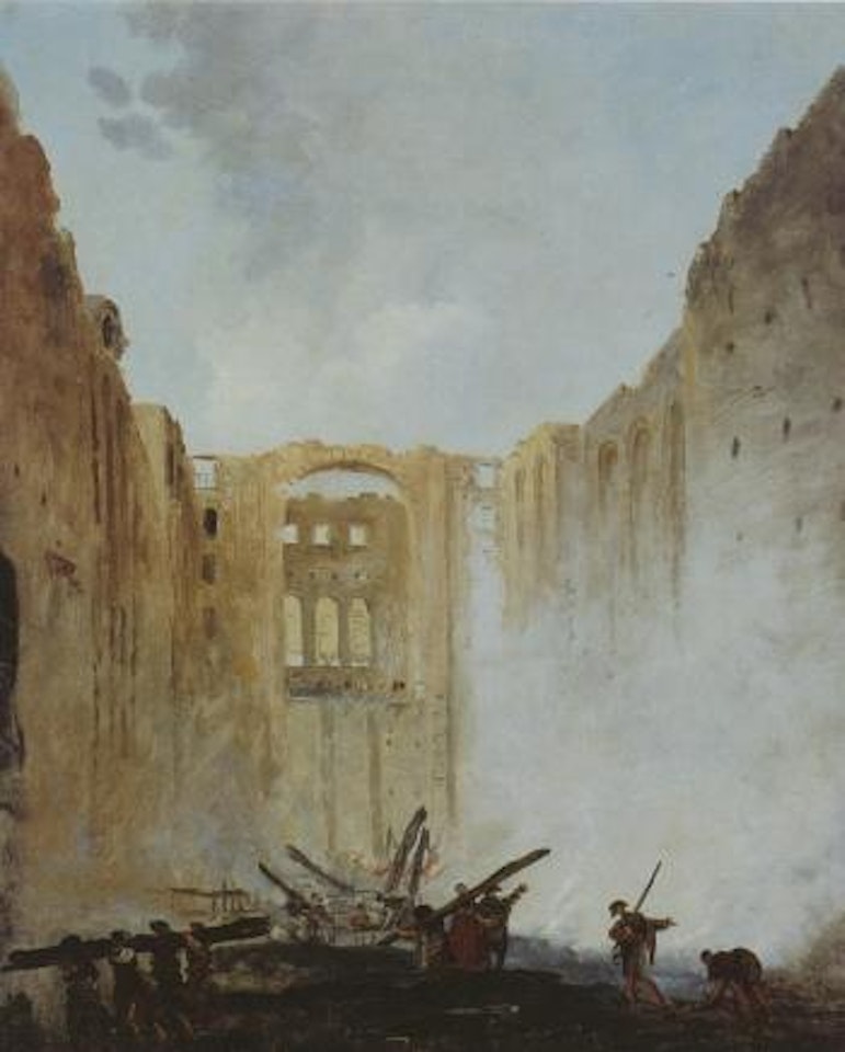 L'incendie de l'opera au Palais Royal, en 1781 by Hubert Robert