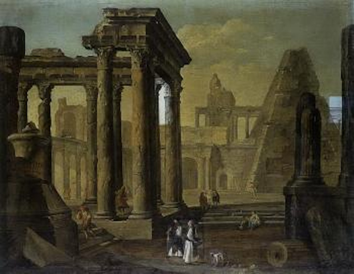 Capriccio with Roman ruins by Hubert Robert