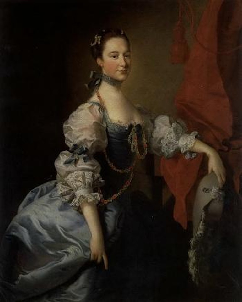 Portrait of a lady in a blue gown by Thomas Hudson