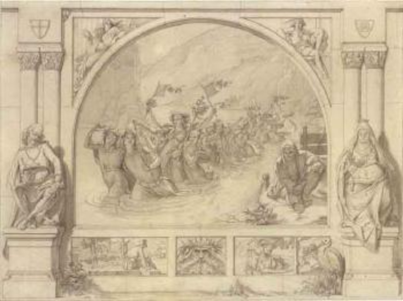 Illustration for Clemens von Brentano's Das Marchen von dem Rhein und dem Muller Radlauf by Edward Jakob von Steinle