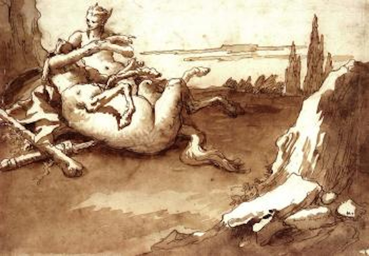Centaur and female faun in a landscape by Giovanni Domenico Tiepolo