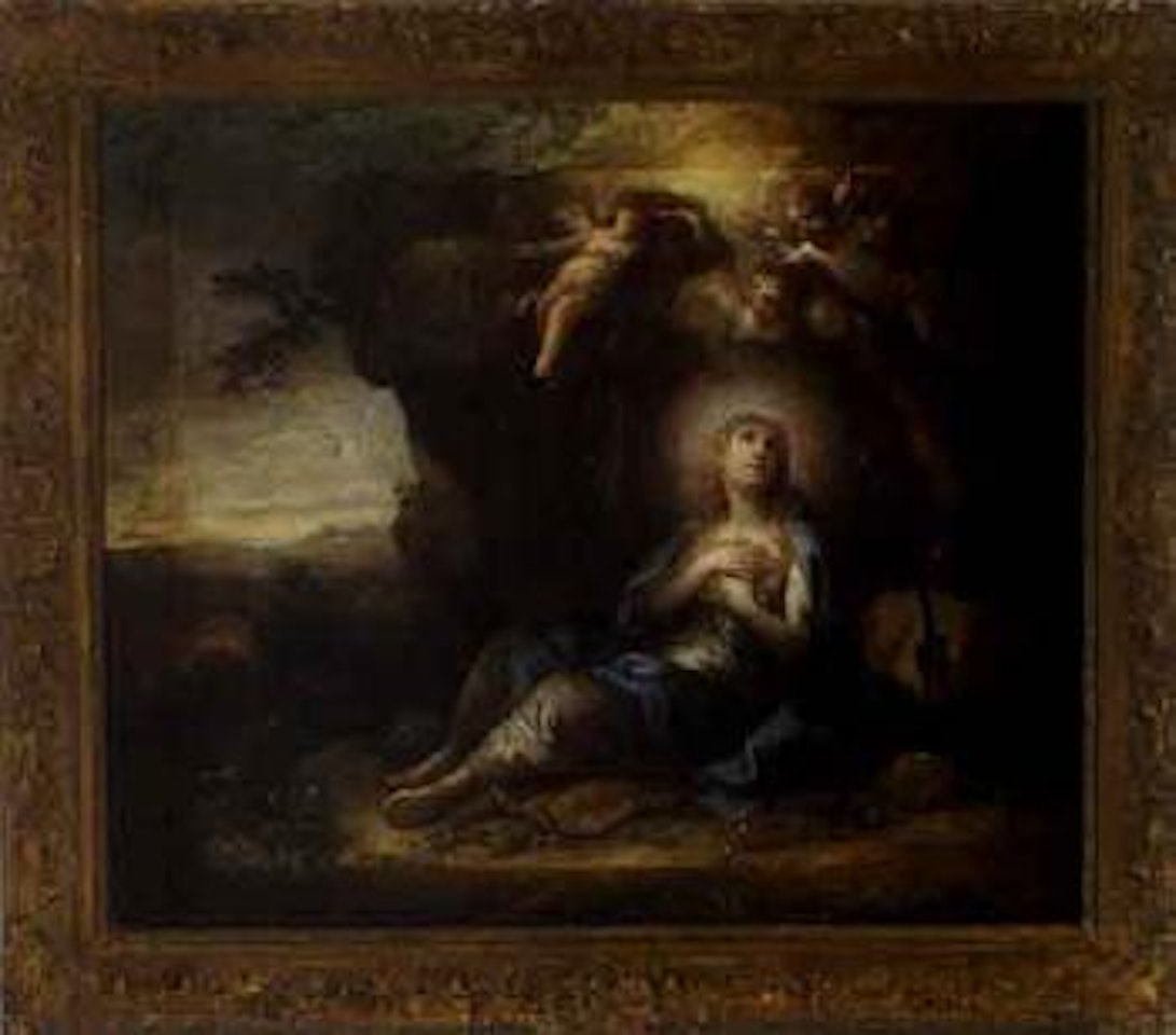 Mary Magdalene in the wilderness visited by a crowd of angels by Filippo Lauri