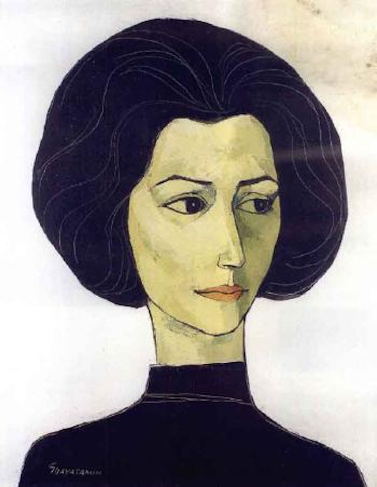 Portrait of woman in black and white by Oswaldo Guayasamin