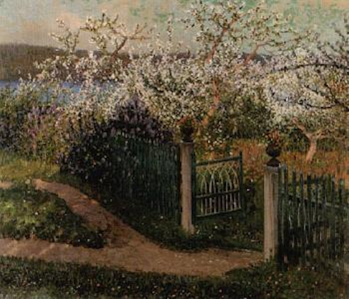 Fruit trees in blossom by Anshelm Schultzberg