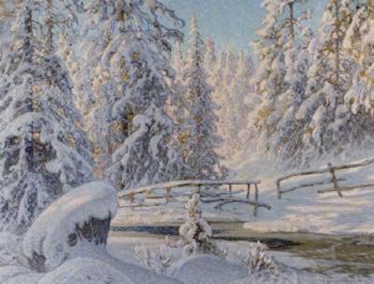Winter landscape in evening sun by Anshelm Schultzberg
