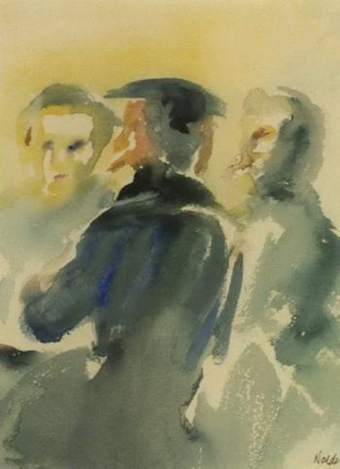 Three men at a table by Emil Nolde