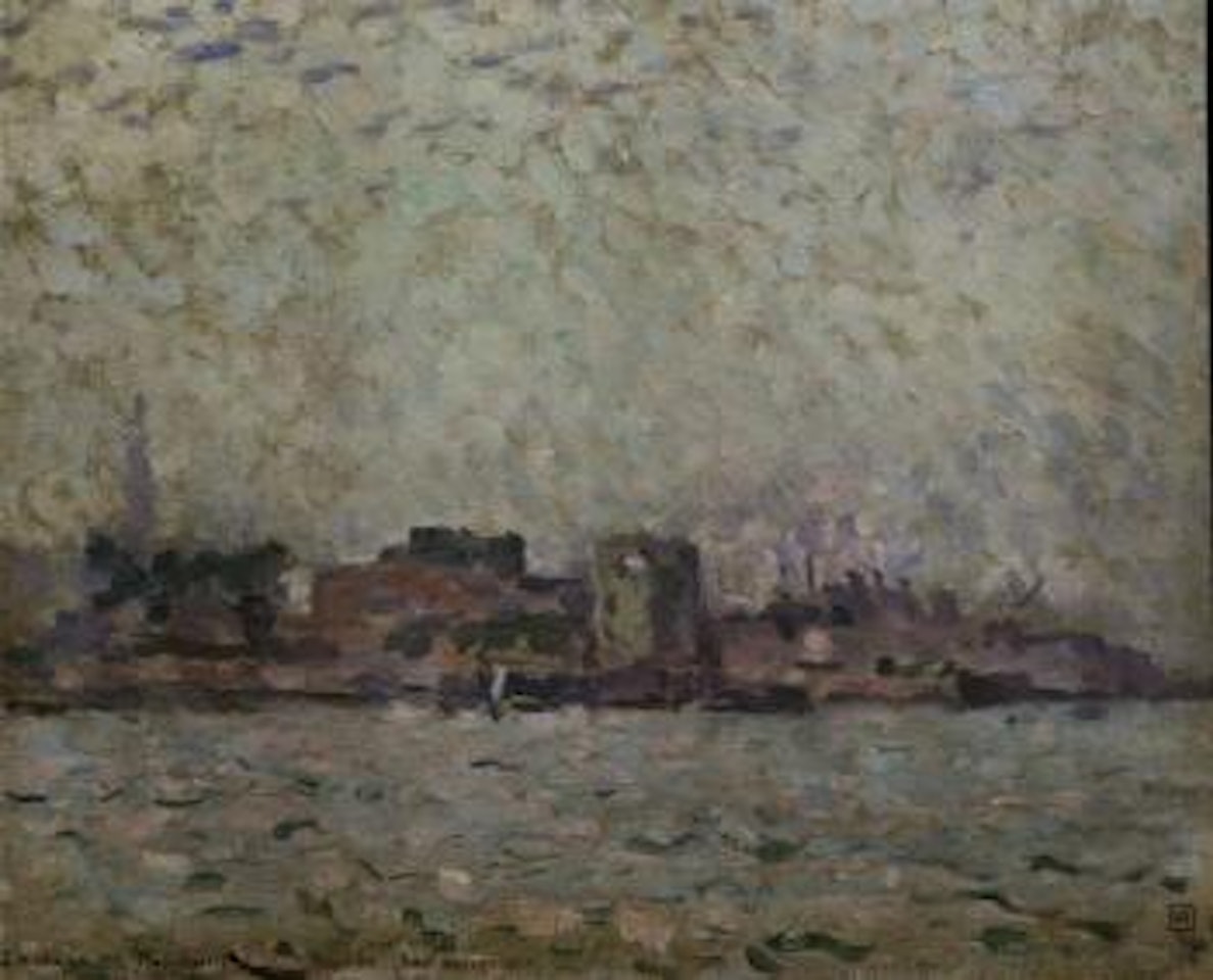 Brume matinale sur le port de Veere by Theo van Rysselberghe