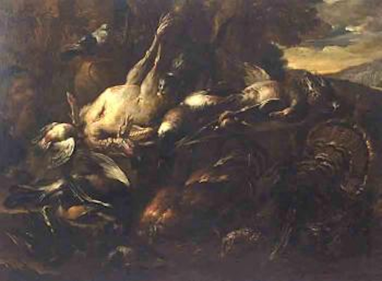 Still life of the hunt with poultry by Jan Weenix