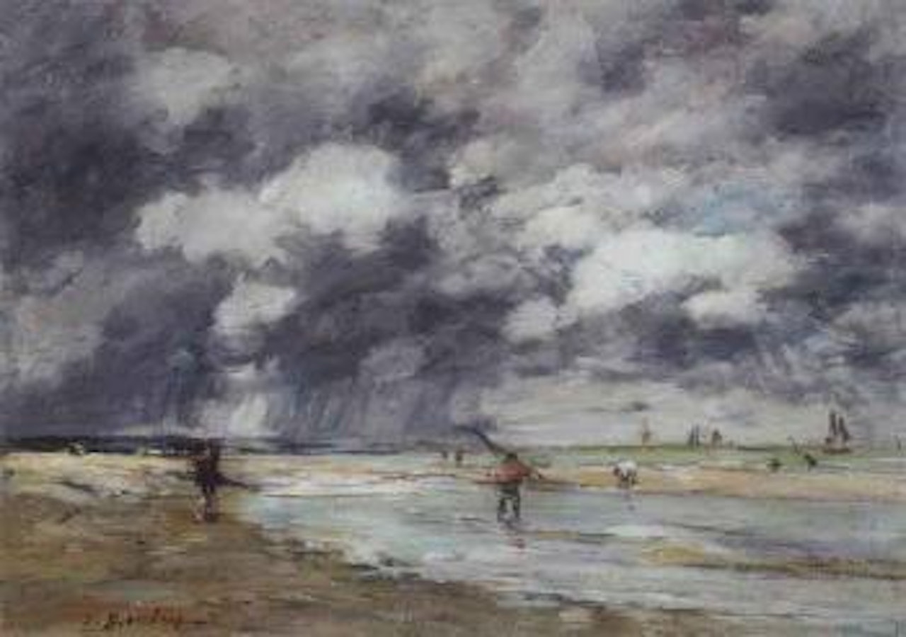 Rivage maree basse, temps de pluie, environs de Trouville by Eugène Boudin