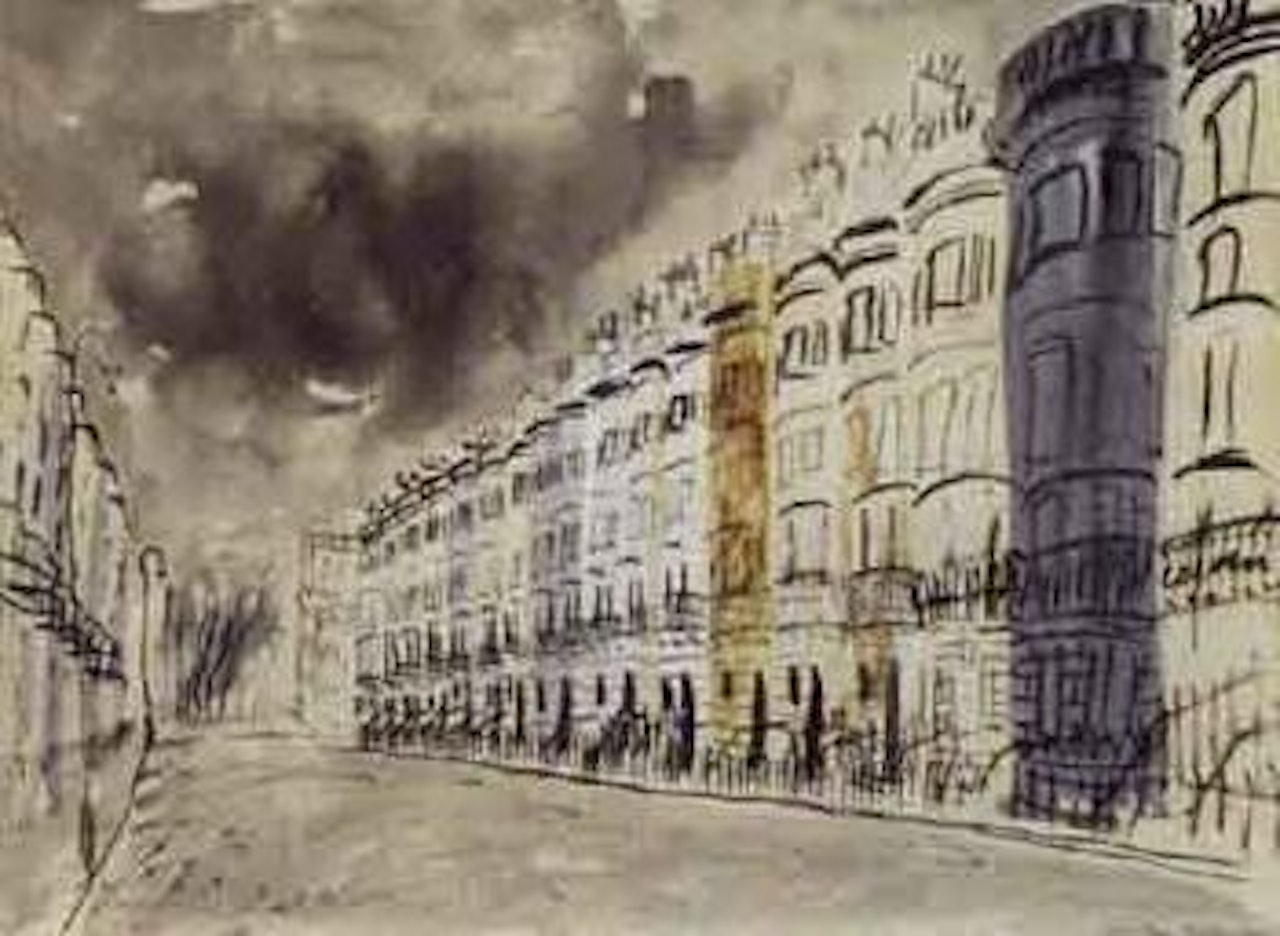 Bright street scene by John Piper