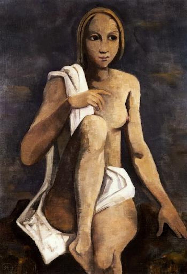 Female nude with white cloth by Karl Hofer
