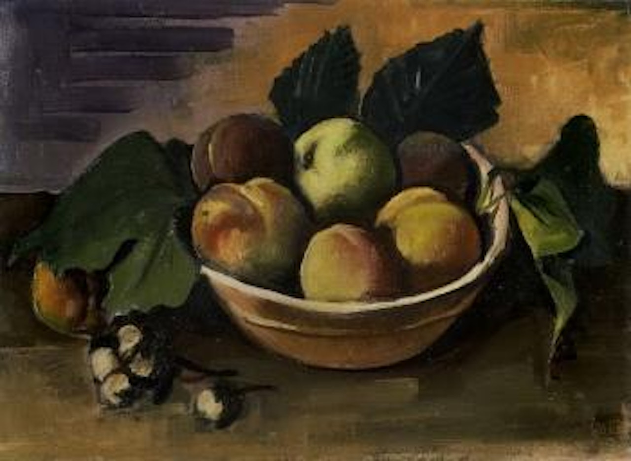 Still life with fruit dish by Karl Hofer